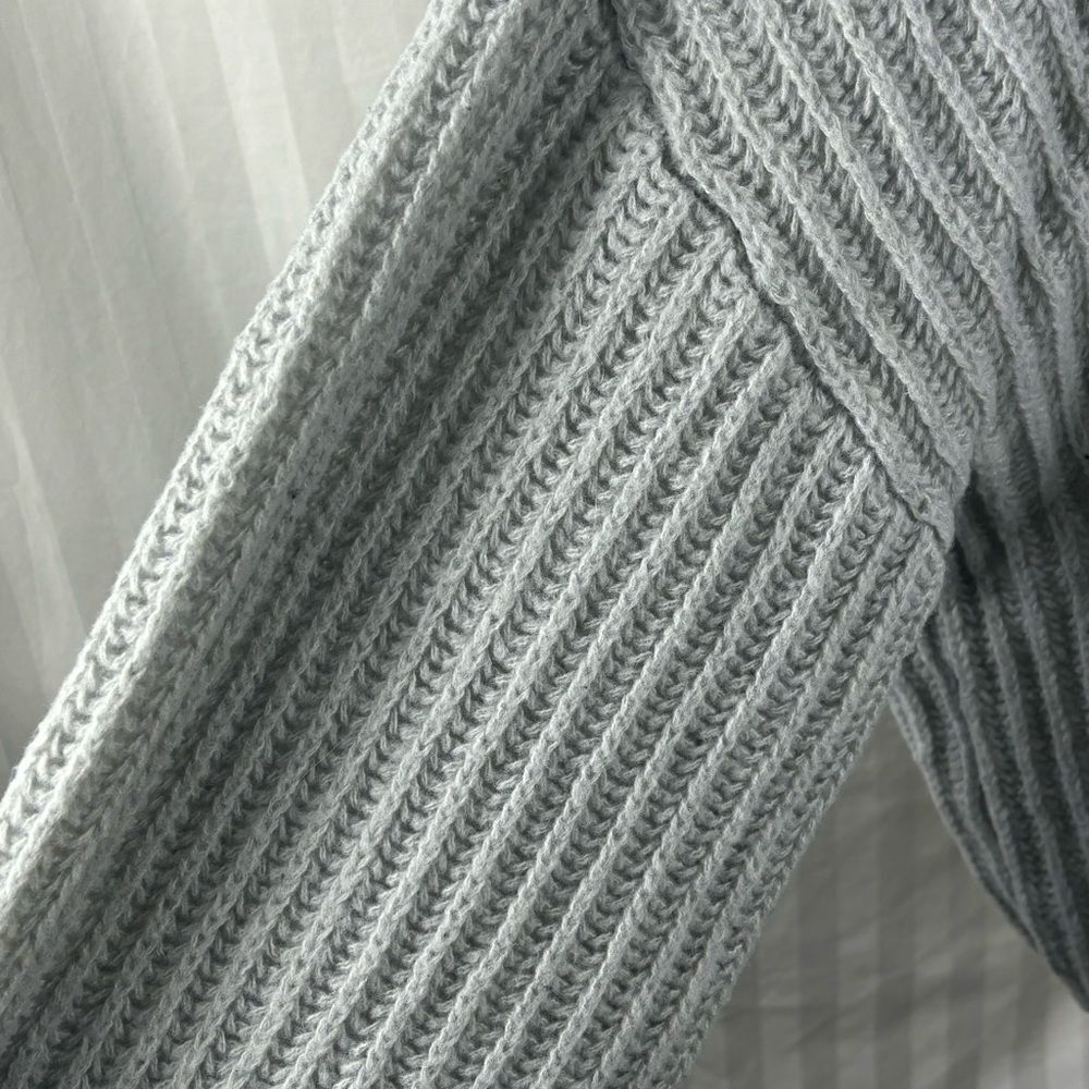 SHEIN Gray Balloon Sleeve Open Front Cardigan Sweater Large Knit Cozy EUC - Picture 7 of 11